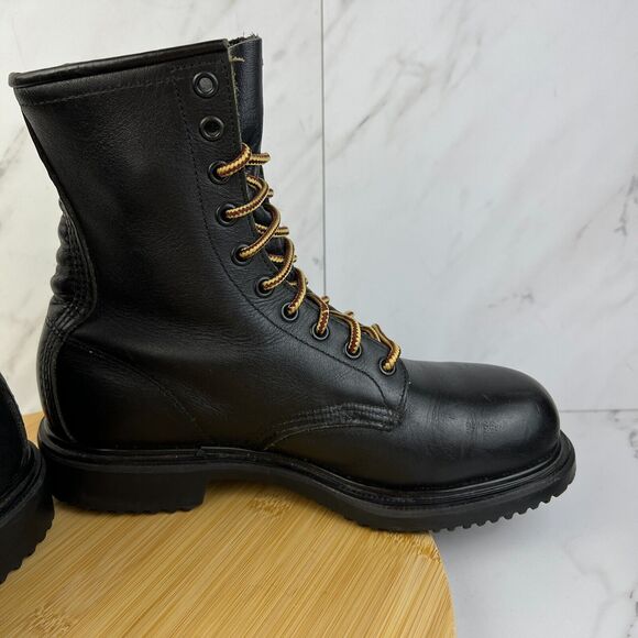 Red Wing 4473 Mens Size 6 D Black Leather Firefighter Combat Work Boots [USA] - Picture 6 of 9